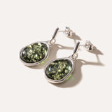 Green Amber ELEMENTS Drop Earrings — Baltic amber and sterling silver jewellery by Baltic Beauty