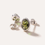 Green Amber ELEMENTS Stud Earrings — Baltic amber and sterling silver jewellery by Baltic Beauty