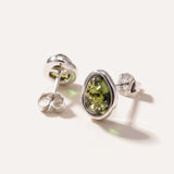Green Amber ELEMENTS Stud Earrings — Baltic amber and sterling silver jewellery by Baltic Beauty