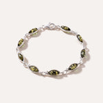 Green Amber Leaf Bracelet — Baltic amber and sterling silver jewellery by Baltic Beauty