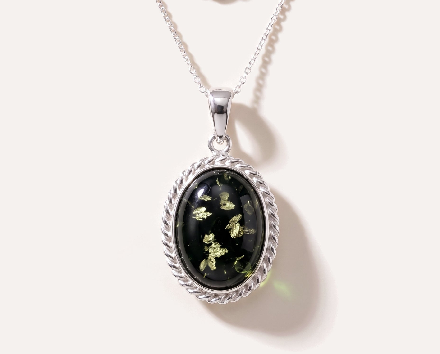 Green Amber Quintessence Pendant — Baltic amber and sterling silver jewellery by Baltic Beauty