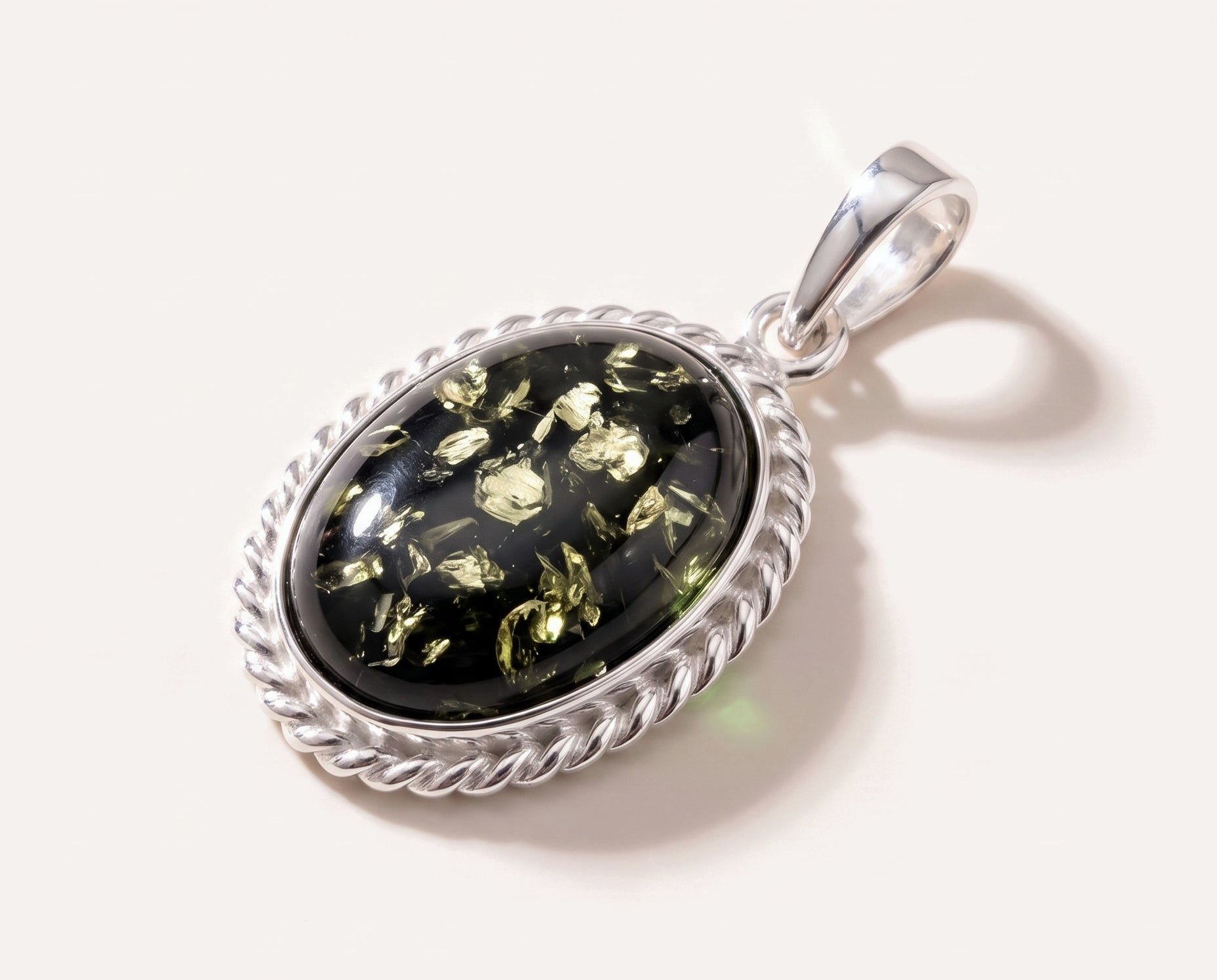 Green Amber Quintessence Pendant — Baltic amber and sterling silver jewellery by Baltic Beauty