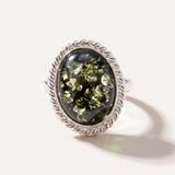 Green Amber Quintessence Statement Ring — Baltic amber and sterling silver jewellery by Baltic Beauty