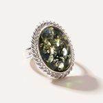 Green Amber Quintessence Statement Ring — Baltic amber and sterling silver jewellery by Baltic Beauty