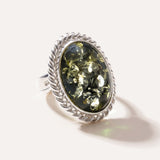 Green Amber Quintessence Statement Ring — Baltic amber and sterling silver jewellery by Baltic Beauty