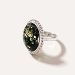 Green Amber Quintessence Statement Ring — Baltic amber and sterling silver jewellery by Baltic Beauty