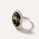 Green Amber Quintessence Statement Ring — Baltic amber and sterling silver jewellery by Baltic Beauty