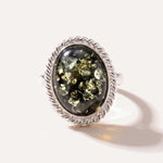 Green Amber Quintessence Statement Ring — Baltic amber and sterling silver jewellery by Baltic Beauty