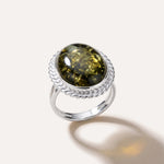 Green Amber Quintessence Statement Ring — Baltic amber and sterling silver jewellery by Baltic Beauty