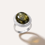 Green Amber Quintessence Statement Ring — Baltic amber and sterling silver jewellery by Baltic Beauty