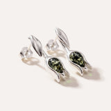 Green Amber Tulip Stud Earrings — Baltic amber and sterling silver jewellery by Baltic Beauty