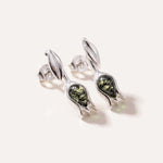 Green Amber Tulip Stud Earrings — Baltic amber and sterling silver jewellery by Baltic Beauty