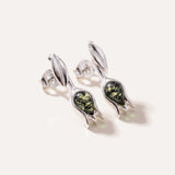 Green Amber Tulip Stud Earrings — Baltic amber and sterling silver jewellery by Baltic Beauty