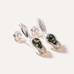 Green Amber Tulip Stud Earrings — Baltic amber and sterling silver jewellery by Baltic Beauty