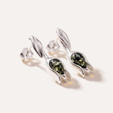 Green Amber Tulip Stud Earrings — Baltic amber and sterling silver jewellery by Baltic Beauty