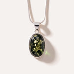 Green Ethereal Pendant Necklace — Baltic amber and sterling silver jewellery by Baltic Beauty