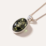 Green Ethereal Pendant Necklace — Baltic amber and sterling silver jewellery by Baltic Beauty