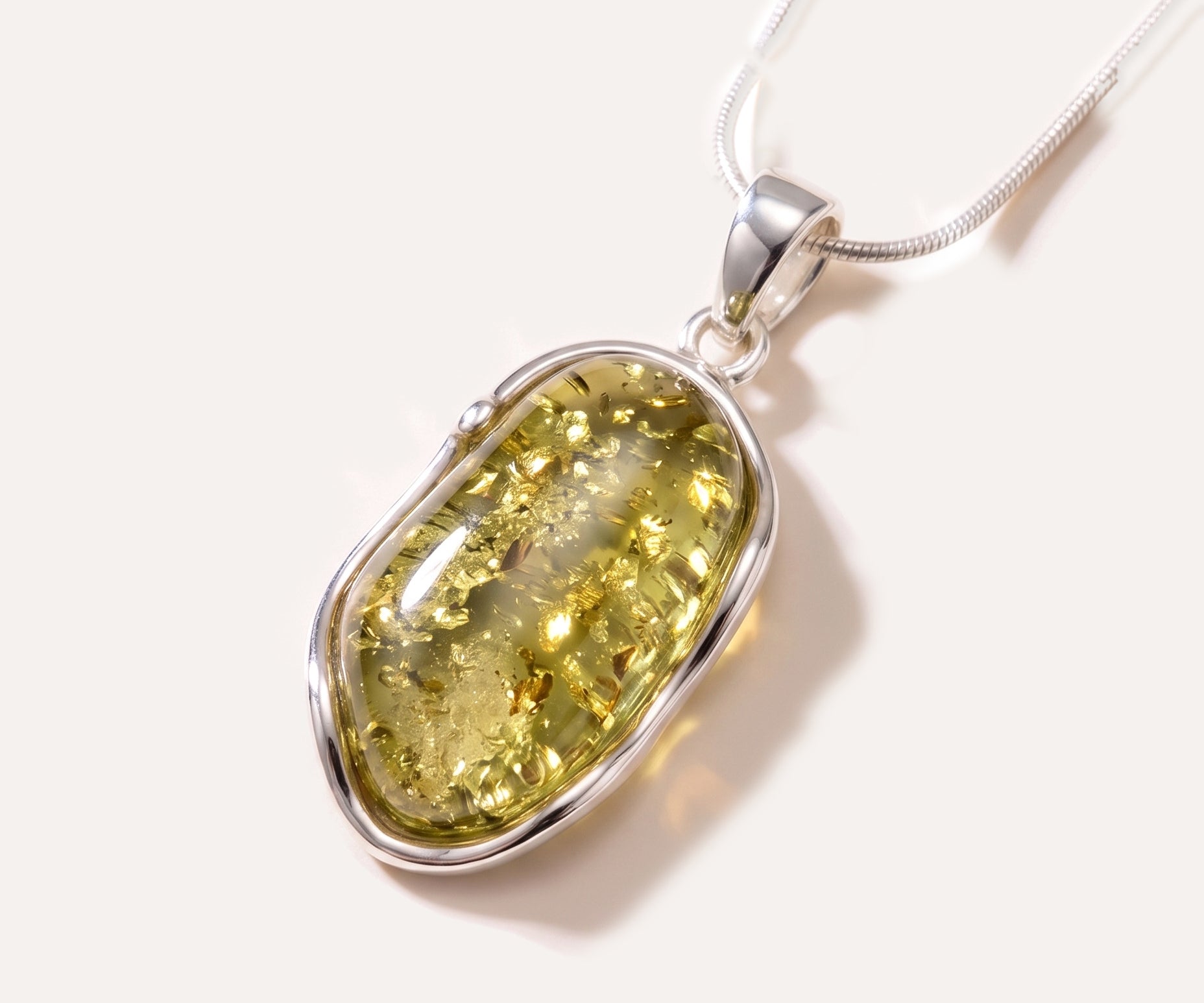 Green Ripple Pendant Necklace — Baltic amber and sterling silver jewellery by Baltic Beauty