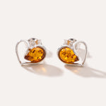 Heart Stud Earrings — Baltic amber and sterling silver jewellery by Baltic Beauty