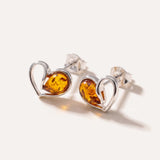 Heart Stud Earrings — Baltic amber and sterling silver jewellery by Baltic Beauty