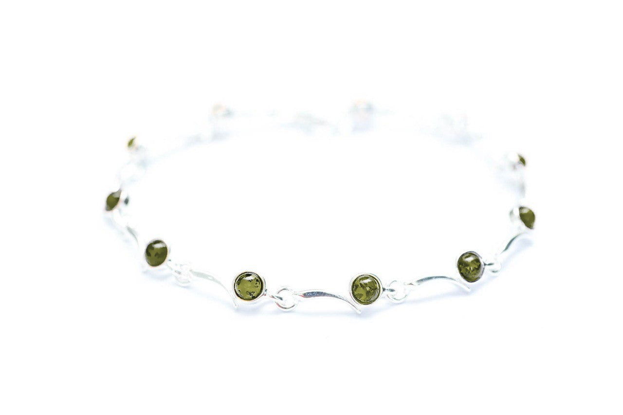 Minimal Green Amber Bracelet - Baltic Beauty