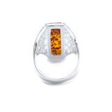 Men's Rectangle Bar Amber Ring - Baltic Beauty