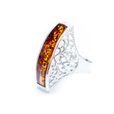 Men's Rectangle Bar Amber Ring - Baltic Beauty