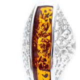 Men's Rectangle Bar Amber Ring - Baltic Beauty