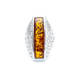 Men's Rectangle Bar Amber Ring - Baltic Beauty