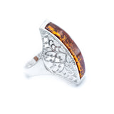 Men's Rectangle Bar Amber Ring - Baltic Beauty