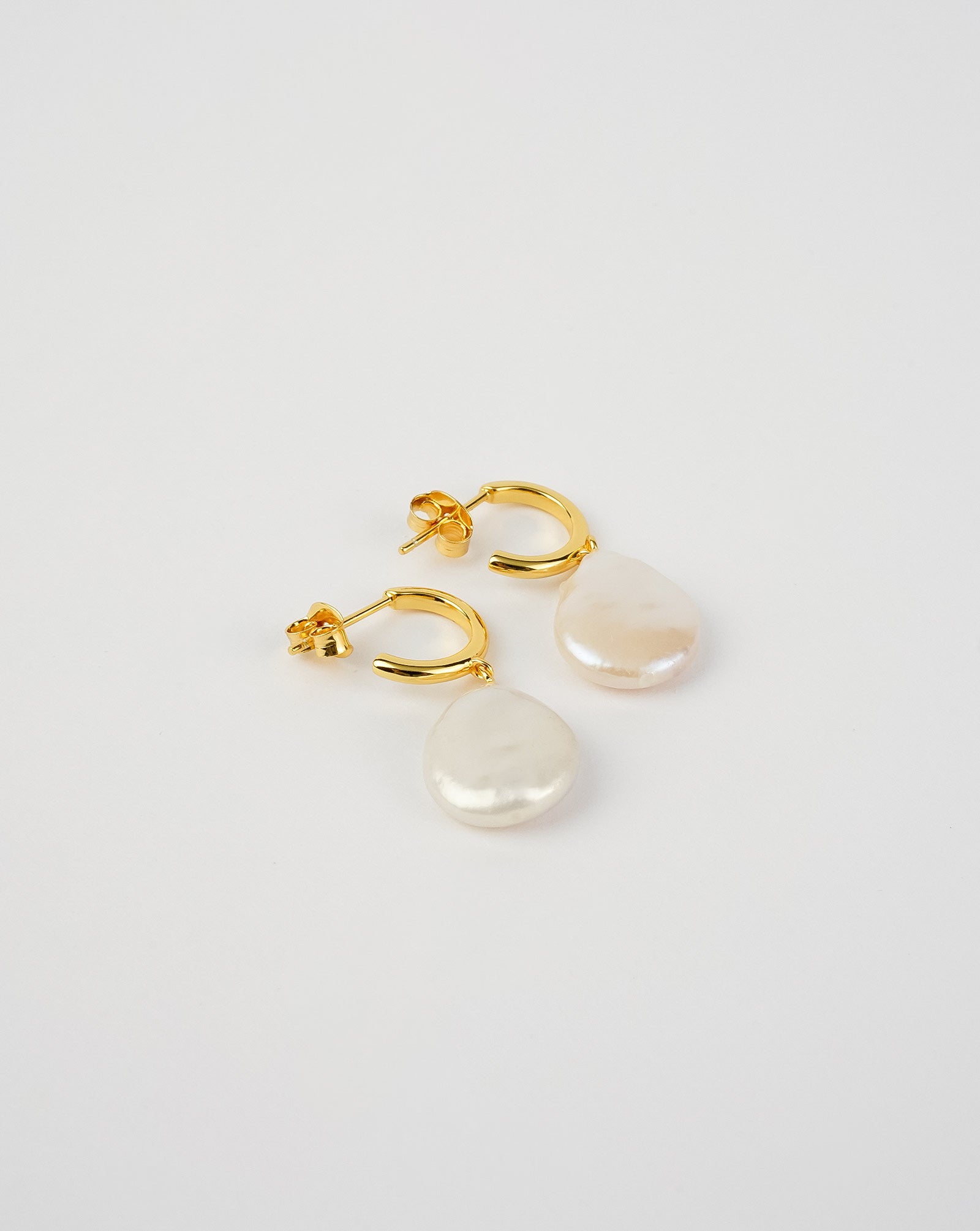 Open Back Flat Pearl Earrings - Baltic Beauty Jewellery