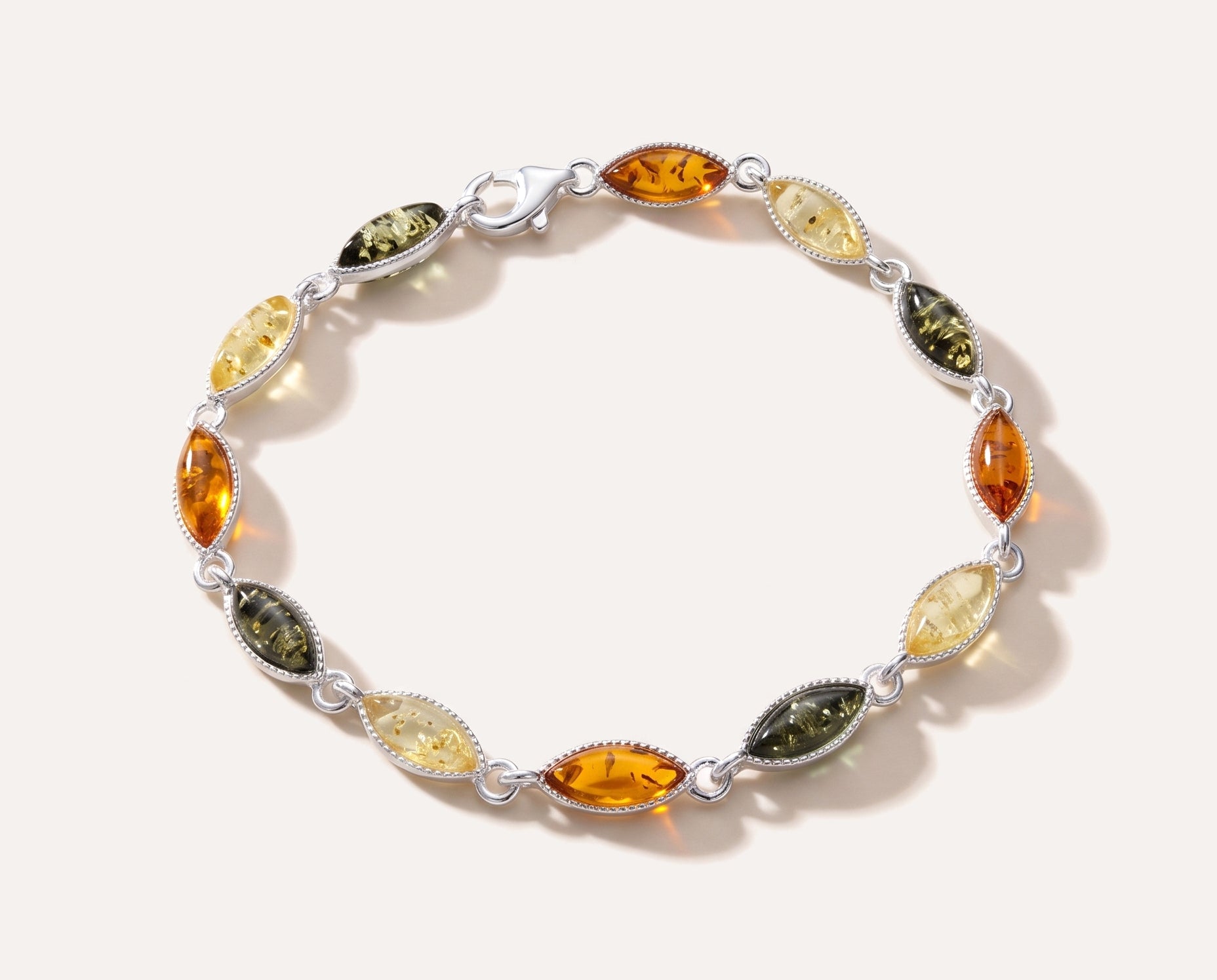 Marquise Multicolour Amber Bracelet — Baltic amber and sterling silver jewellery by Baltic Beauty