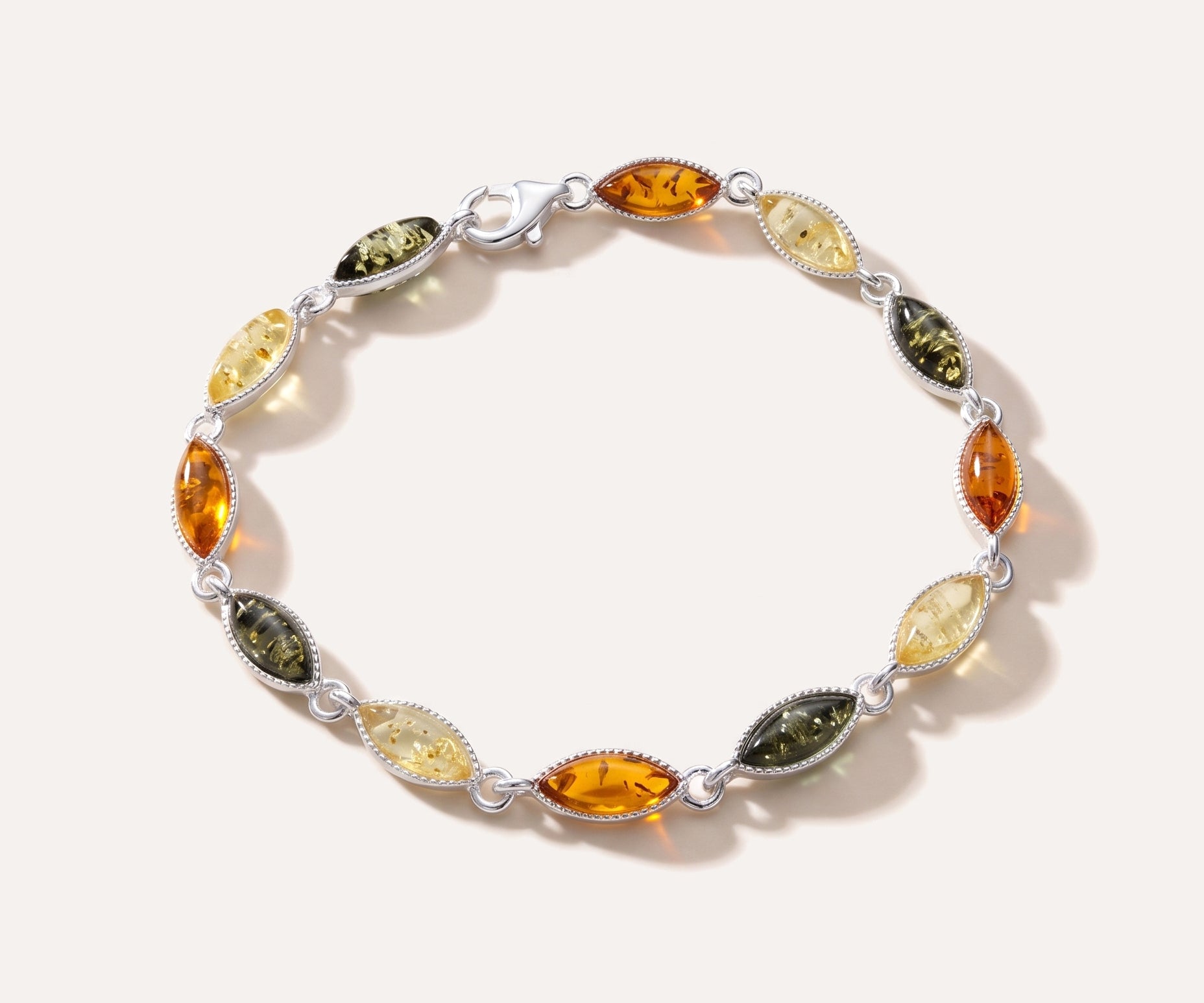 Marquise Multicolour Amber Bracelet — Baltic amber and sterling silver jewellery by Baltic Beauty
