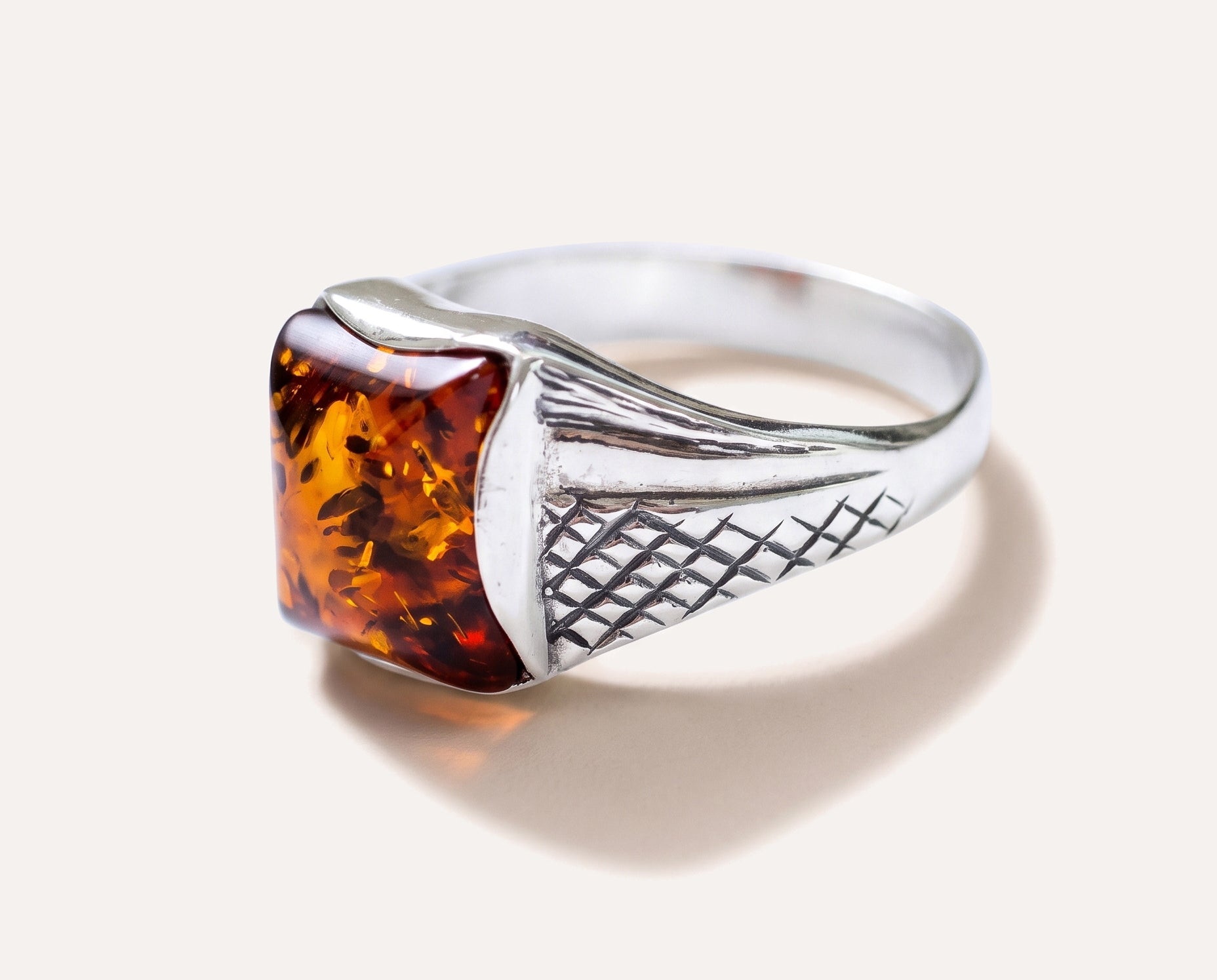 Men's Amber Solitaire Ring — Baltic amber and sterling silver jewellery by Baltic Beauty
