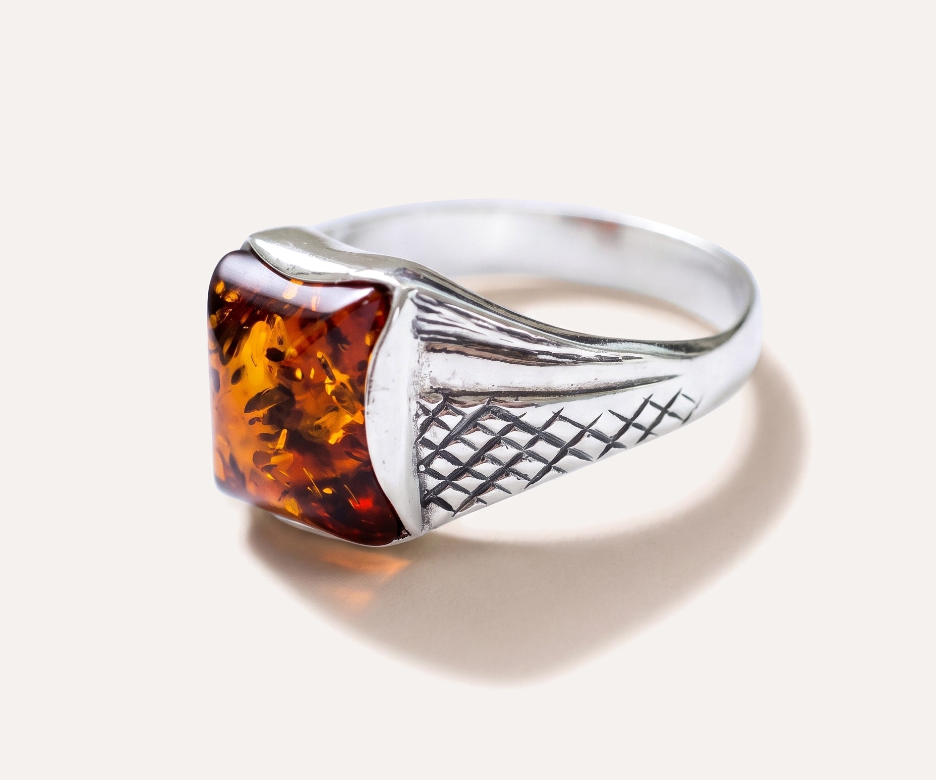 Men's Amber Solitaire Ring — Baltic amber and sterling silver jewellery by Baltic Beauty