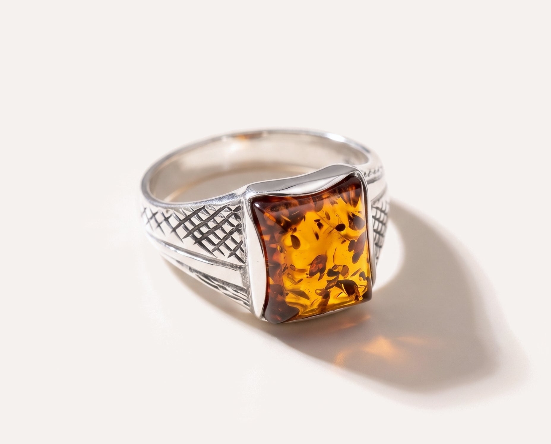 Men's Amber Solitaire Ring — Baltic amber and sterling silver jewellery by Baltic Beauty