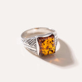 Men's Amber Solitaire Ring — Baltic amber and sterling silver jewellery by Baltic Beauty
