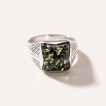 Men's Green Amber Solitaire Ring — Baltic amber and sterling silver jewellery by Baltic Beauty