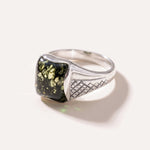 Men's Green Amber Solitaire Ring — Baltic amber and sterling silver jewellery by Baltic Beauty
