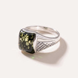 Men's Green Amber Solitaire Ring — Baltic amber and sterling silver jewellery by Baltic Beauty