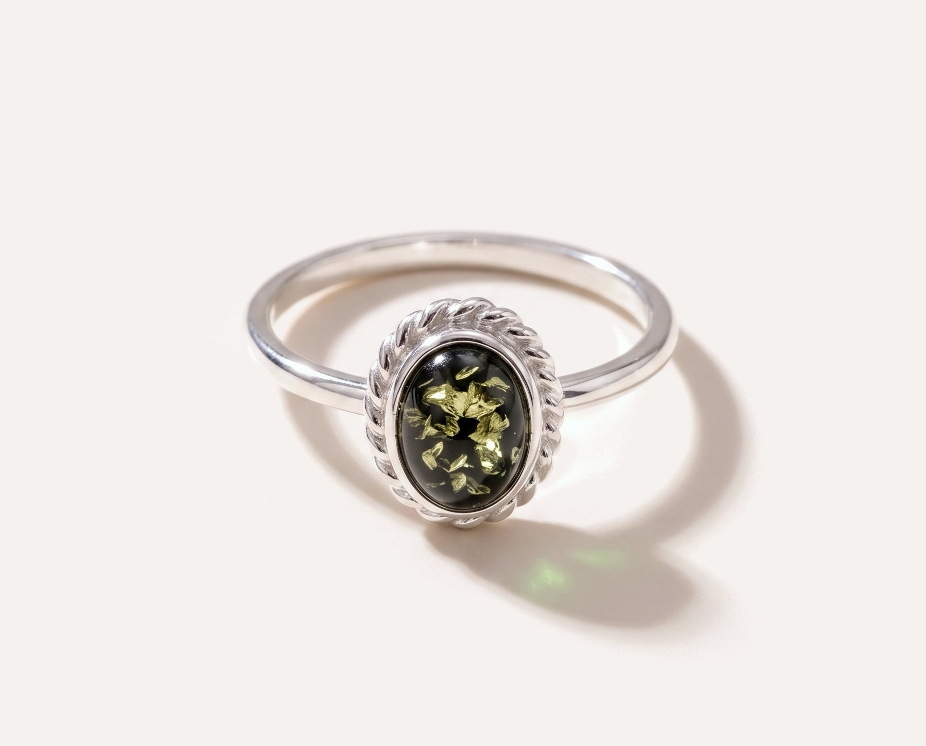 Mini Green Amber Quintessence Ring — Baltic amber and sterling silver jewellery by Baltic Beauty