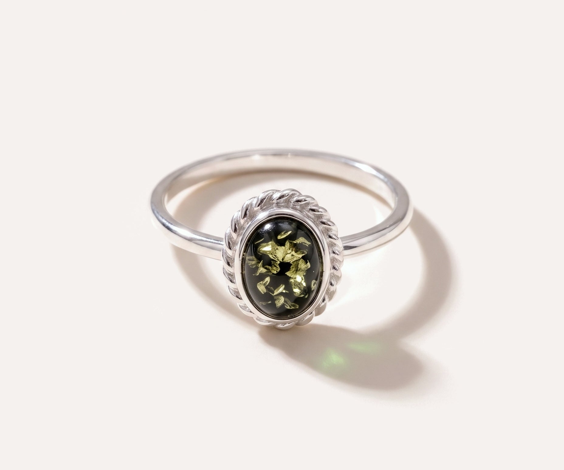 Mini Green Amber Quintessence Ring — Baltic amber and sterling silver jewellery by Baltic Beauty
