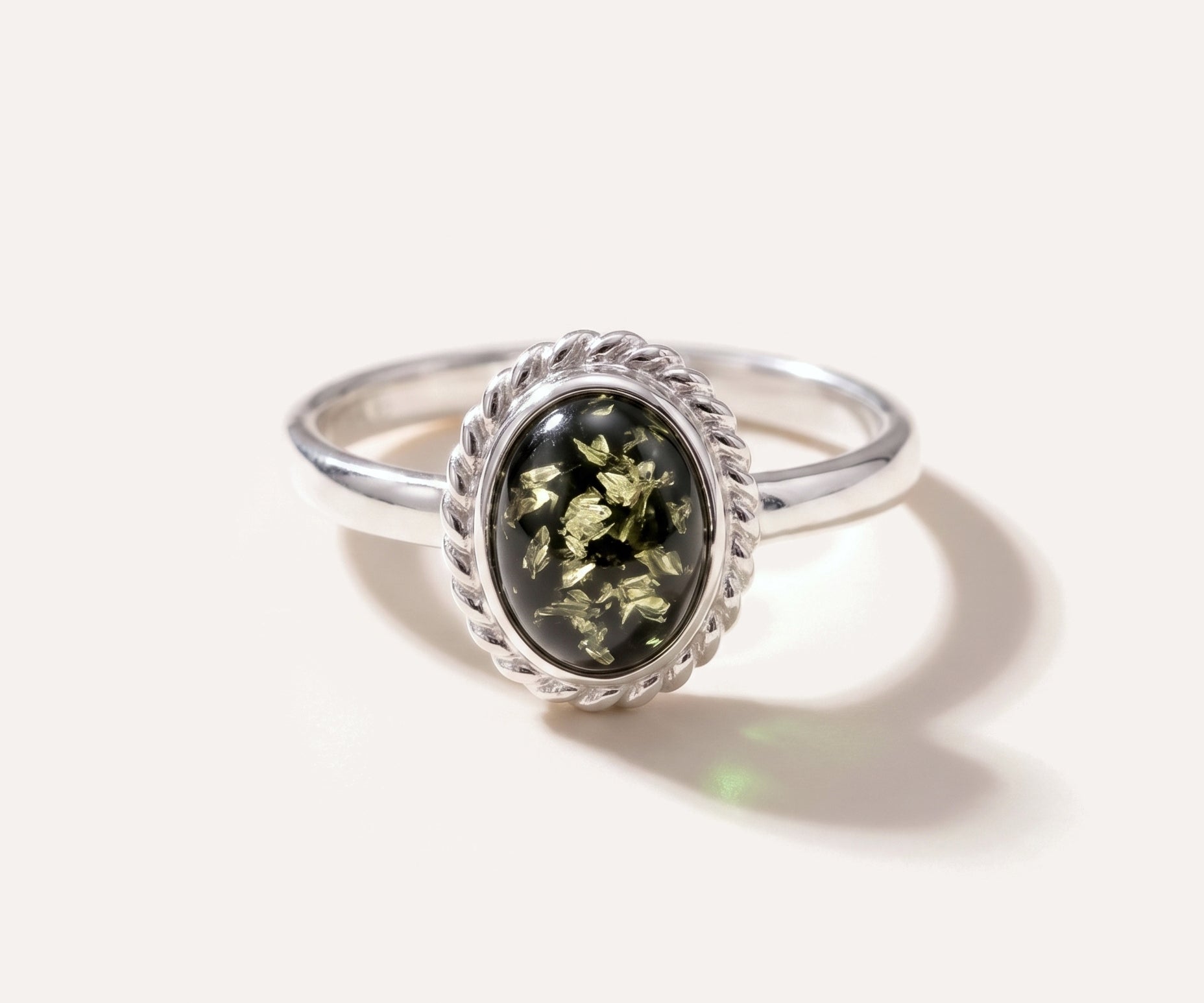 Mini Green Amber Quintessence Ring — Baltic amber and sterling silver jewellery by Baltic Beauty