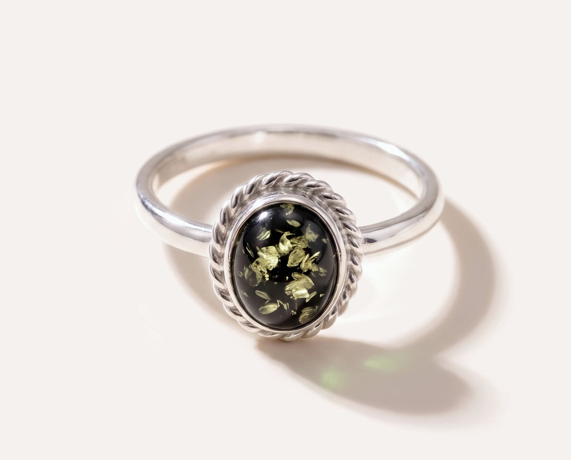 Mini Green Amber Quintessence Ring — Baltic amber and sterling silver jewellery by Baltic Beauty