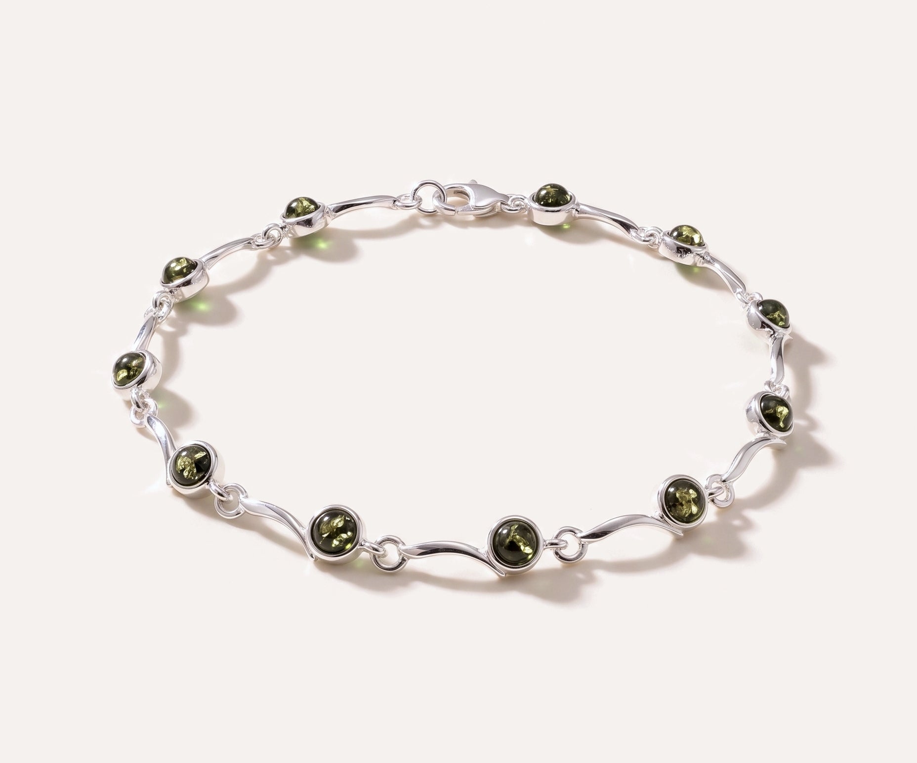 Minimal Green Amber Bracelet — Baltic amber and sterling silver jewellery by Baltic Beauty