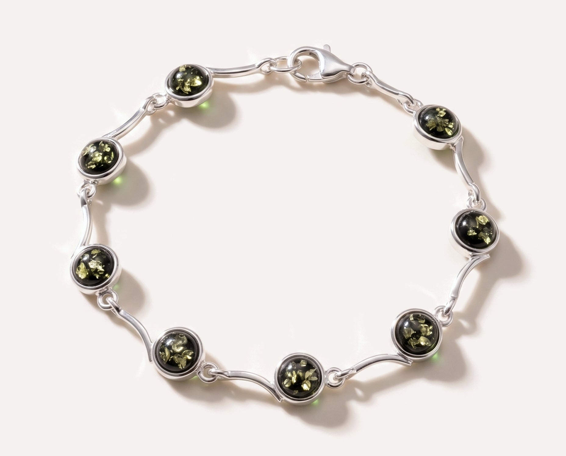 Minimal Green Amber Bracelet — Baltic amber and sterling silver jewellery by Baltic Beauty
