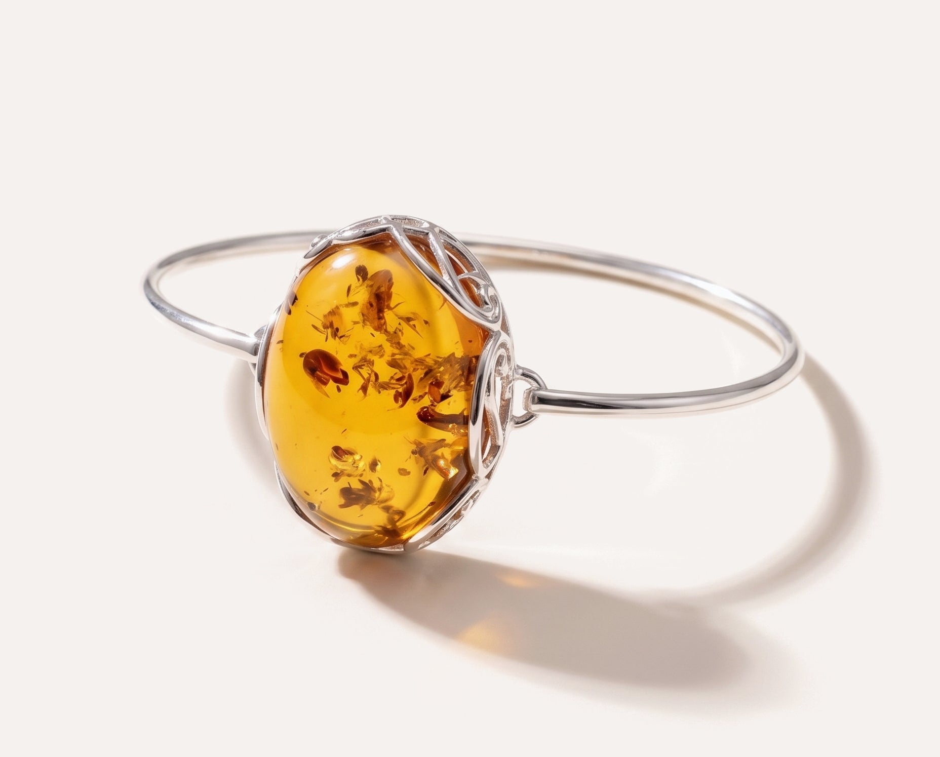 Modern Baltic Amber Fixed Bangle — Baltic amber and sterling silver jewellery by Baltic Beauty