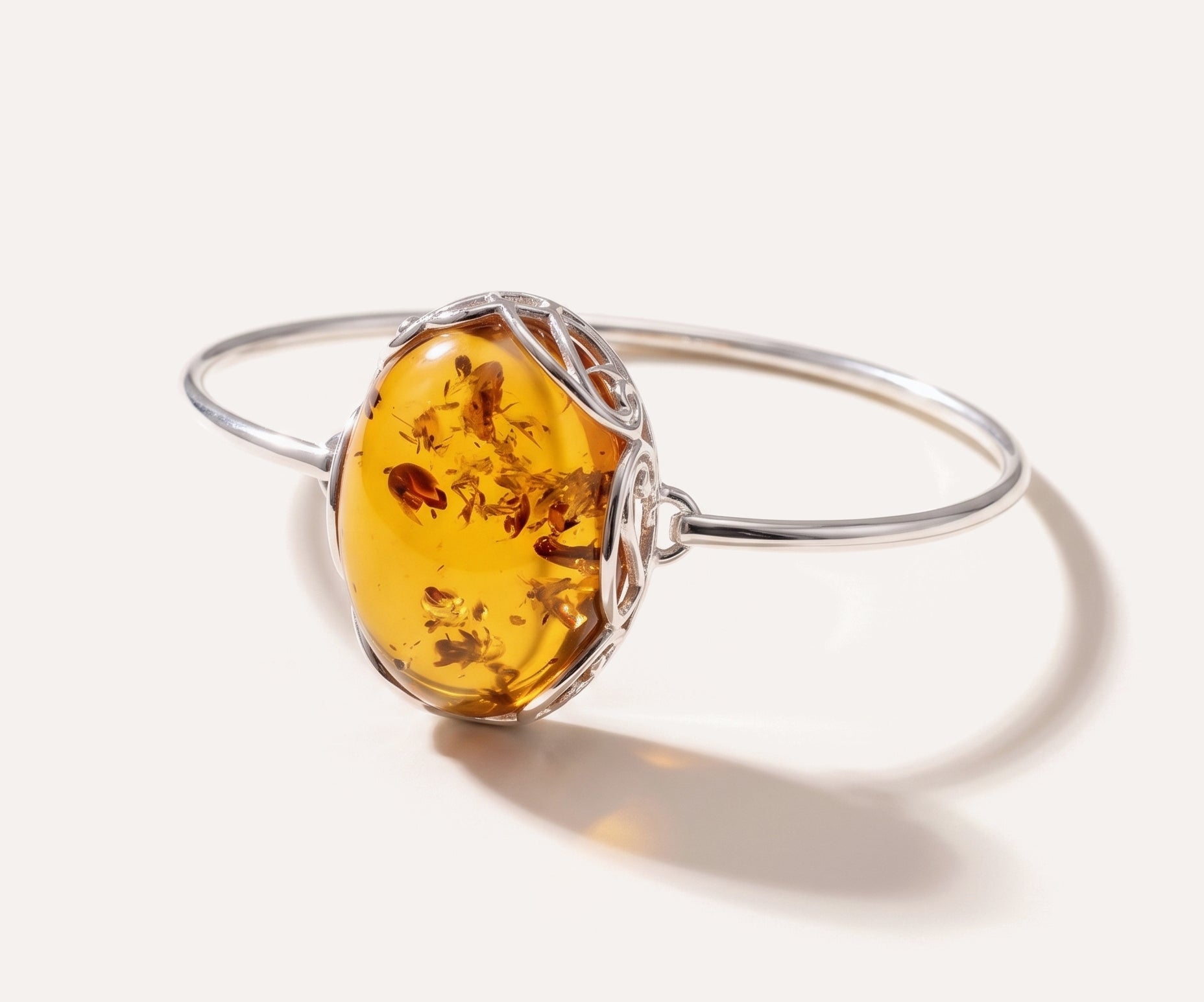 Modern Baltic Amber Fixed Bangle — Baltic amber and sterling silver jewellery by Baltic Beauty