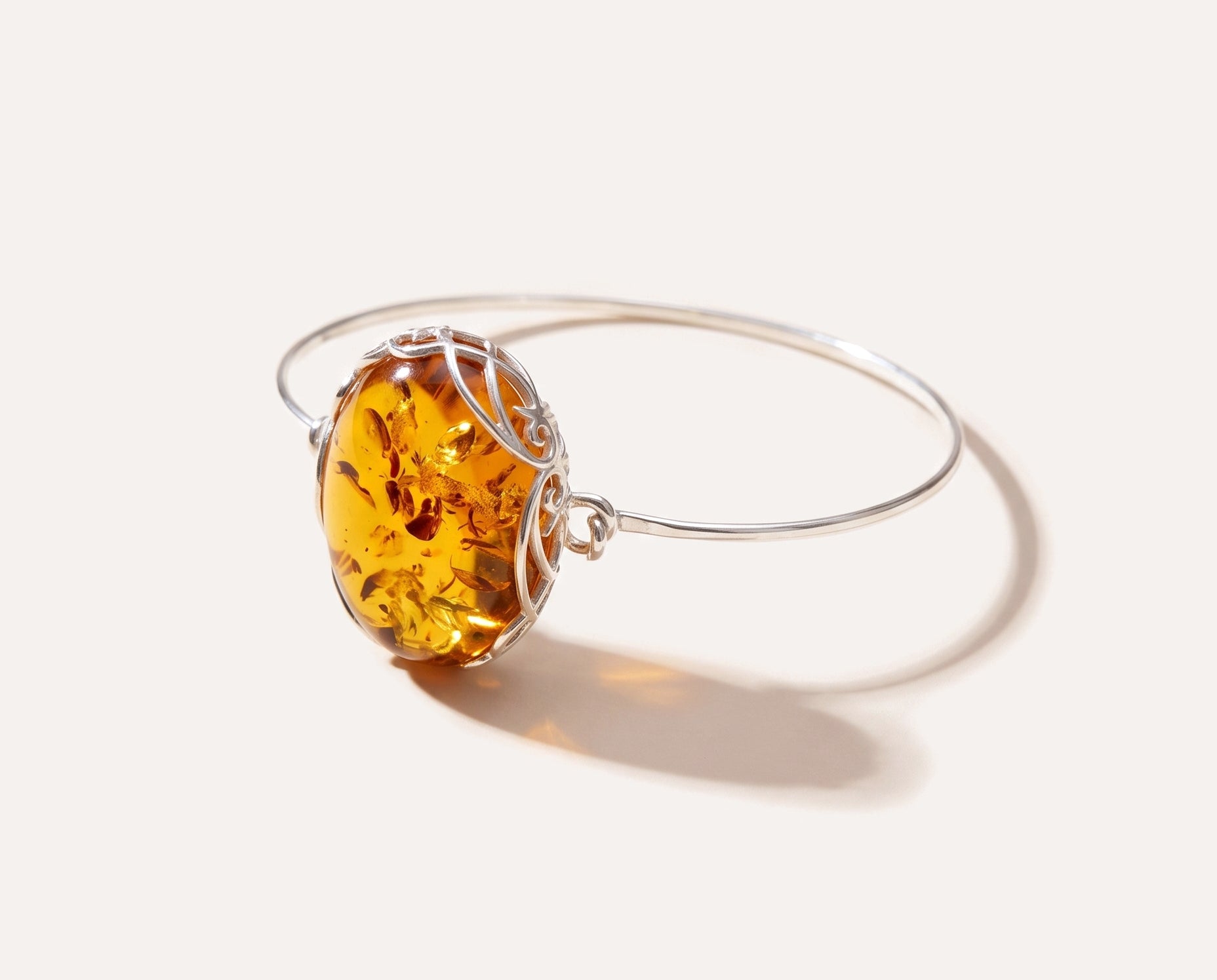 Modern Baltic Amber Fixed Bangle — Baltic amber and sterling silver jewellery by Baltic Beauty