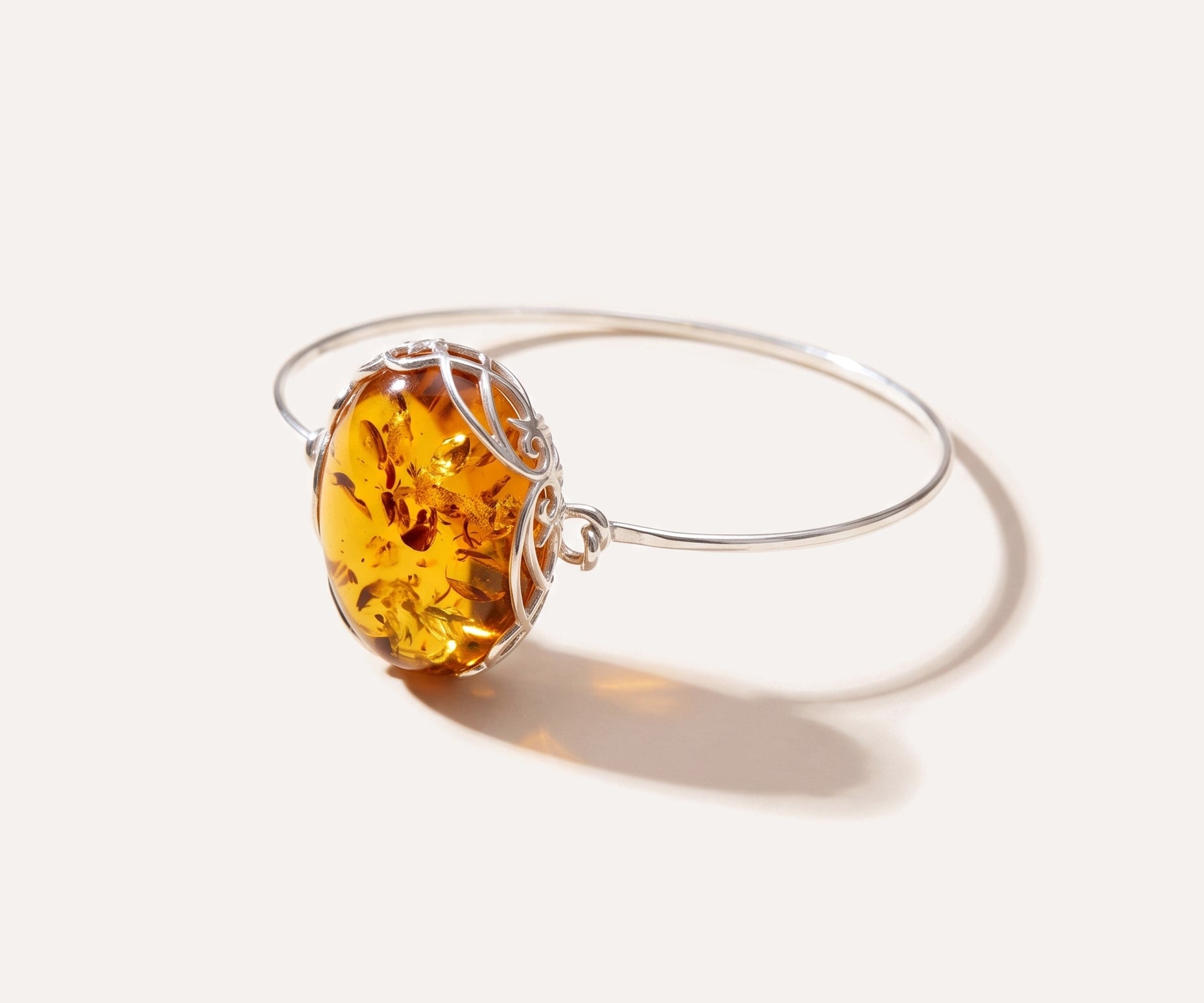 Modern Baltic Amber Fixed Bangle — Baltic amber and sterling silver jewellery by Baltic Beauty